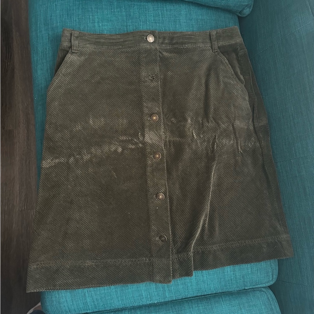 Green corduroy skirt.